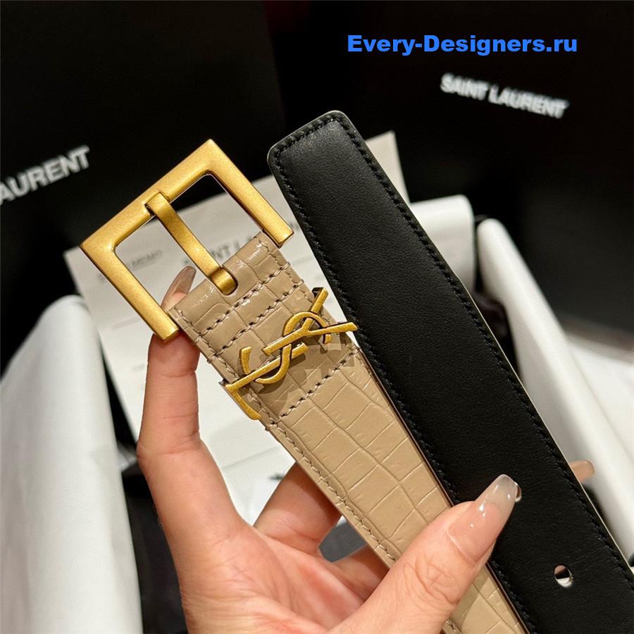 Sa1nt Lau*nt beige monogram belt