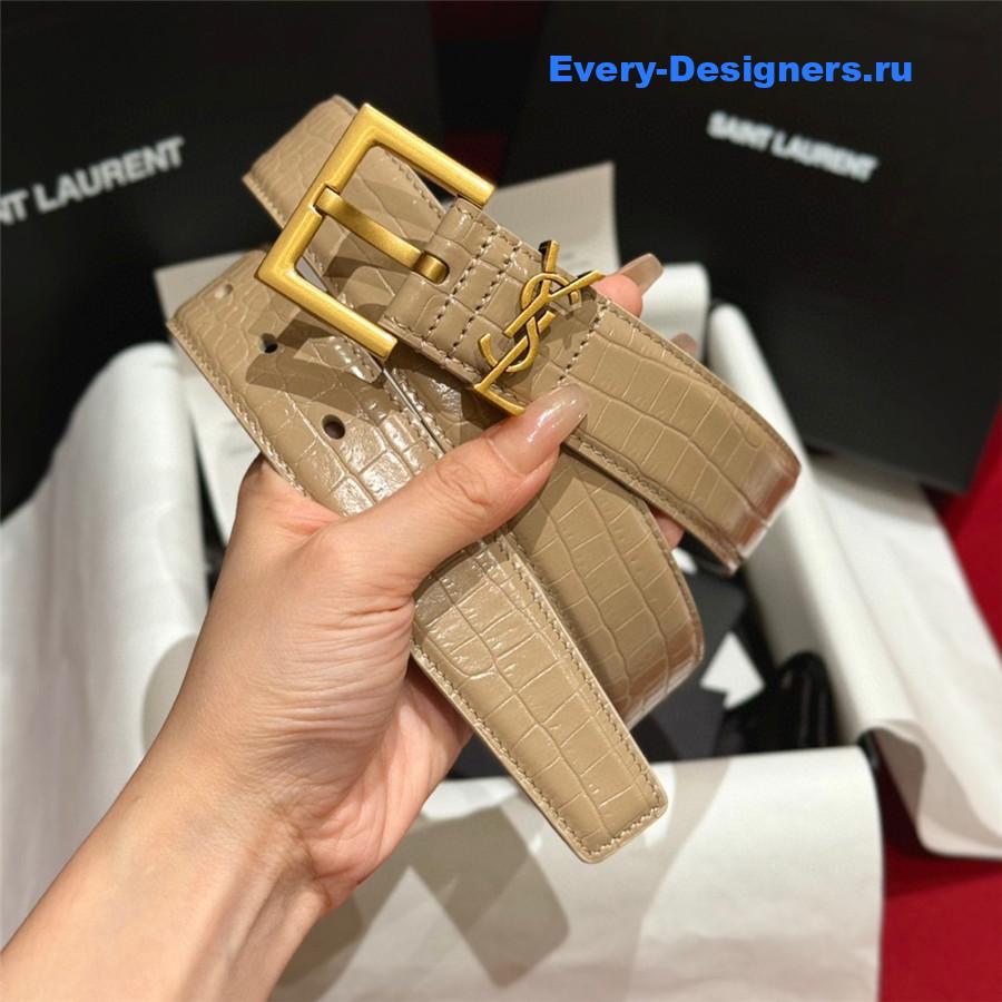 Sa1nt Lau*nt beige monogram belt