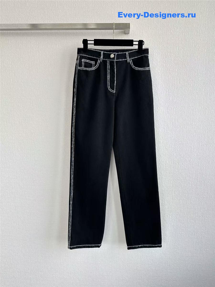 Ch**el thick line logo black jeans