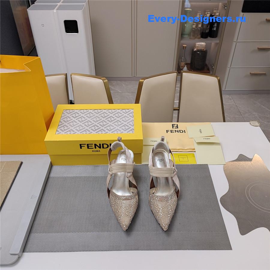 F**di colibri rhinestone heels beige