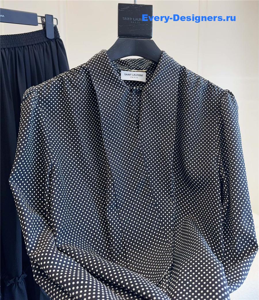 Sa1nt Lau*nt dotted silk blouse
