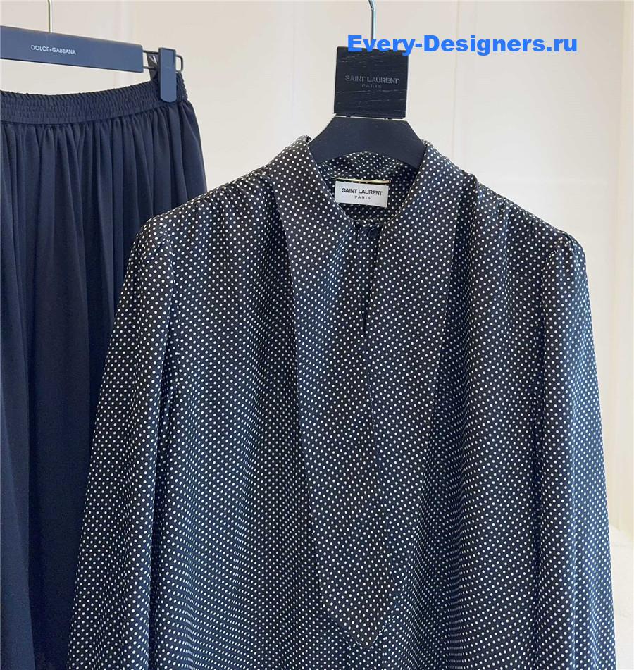 Sa1nt Lau*nt dotted silk blouse