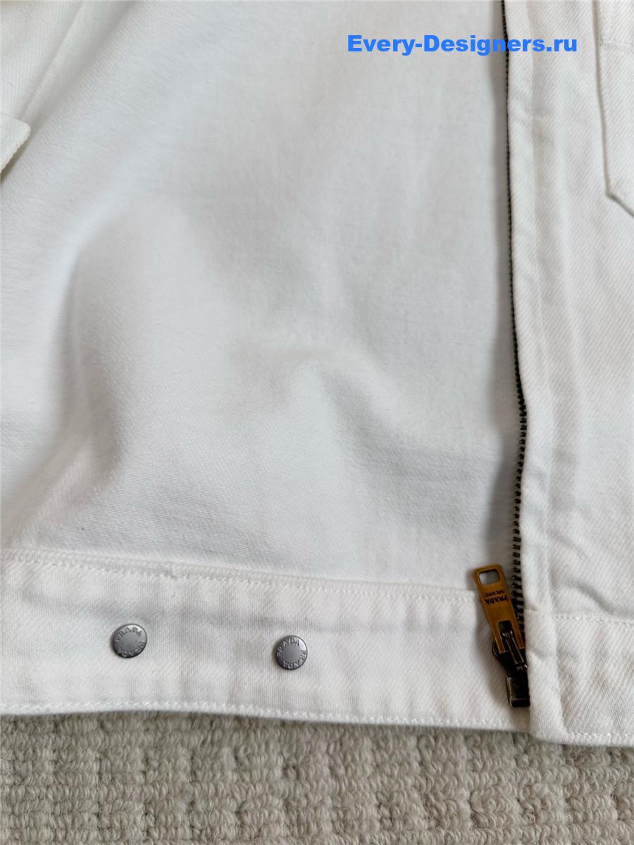 Pra*a white cropped denim jacket