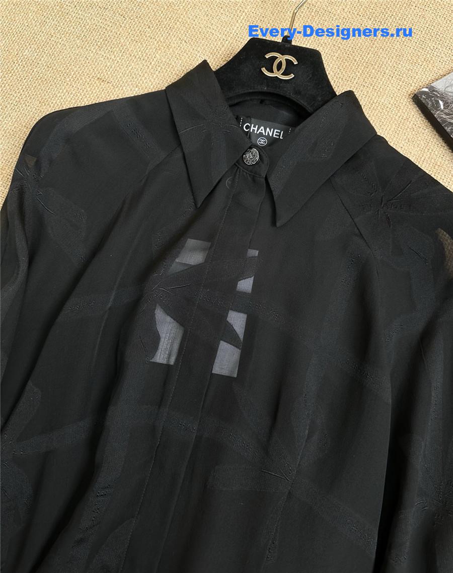 Ch**el black long sleeve silk shirt