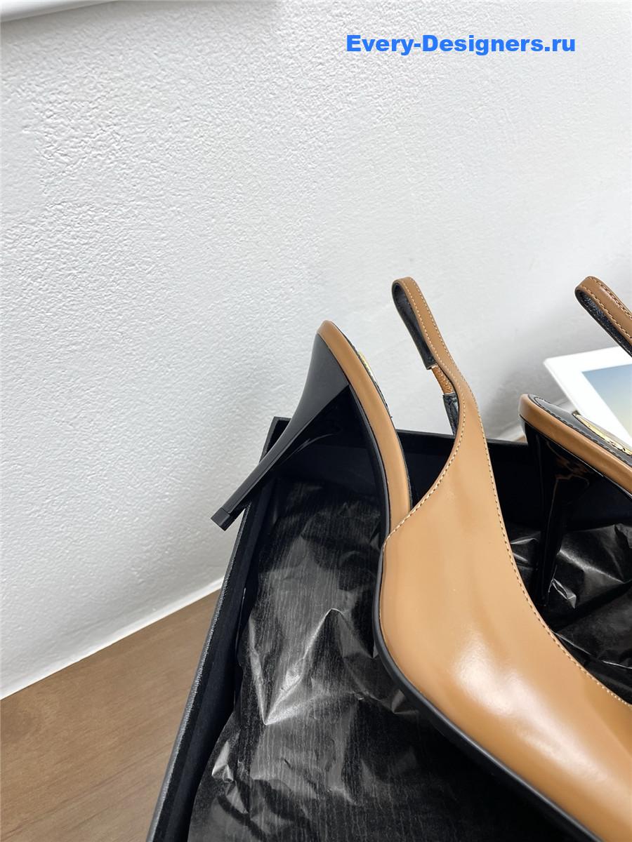 Sa1nt Lau*nt babylone cassandre leather pumps in brown