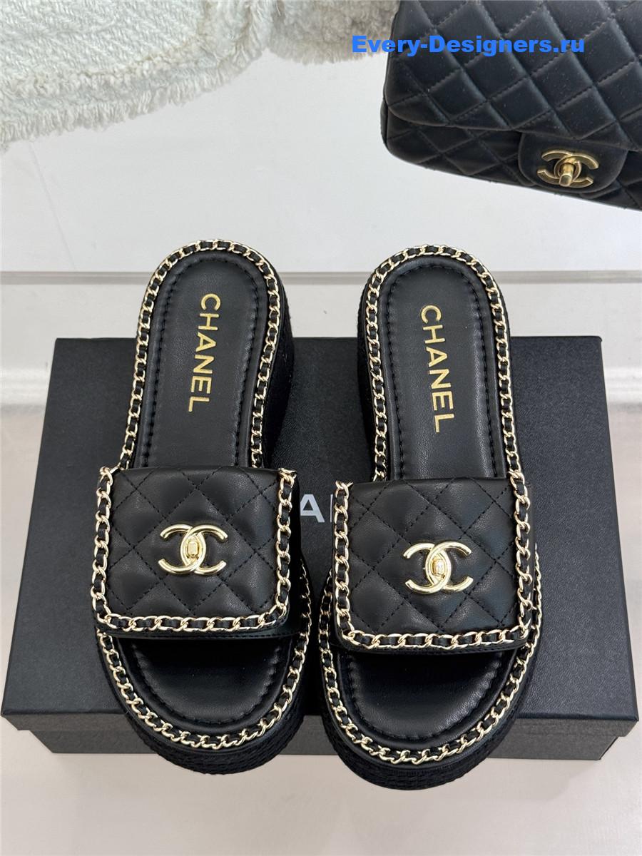 ch**el D1am0nd chain platform slippers