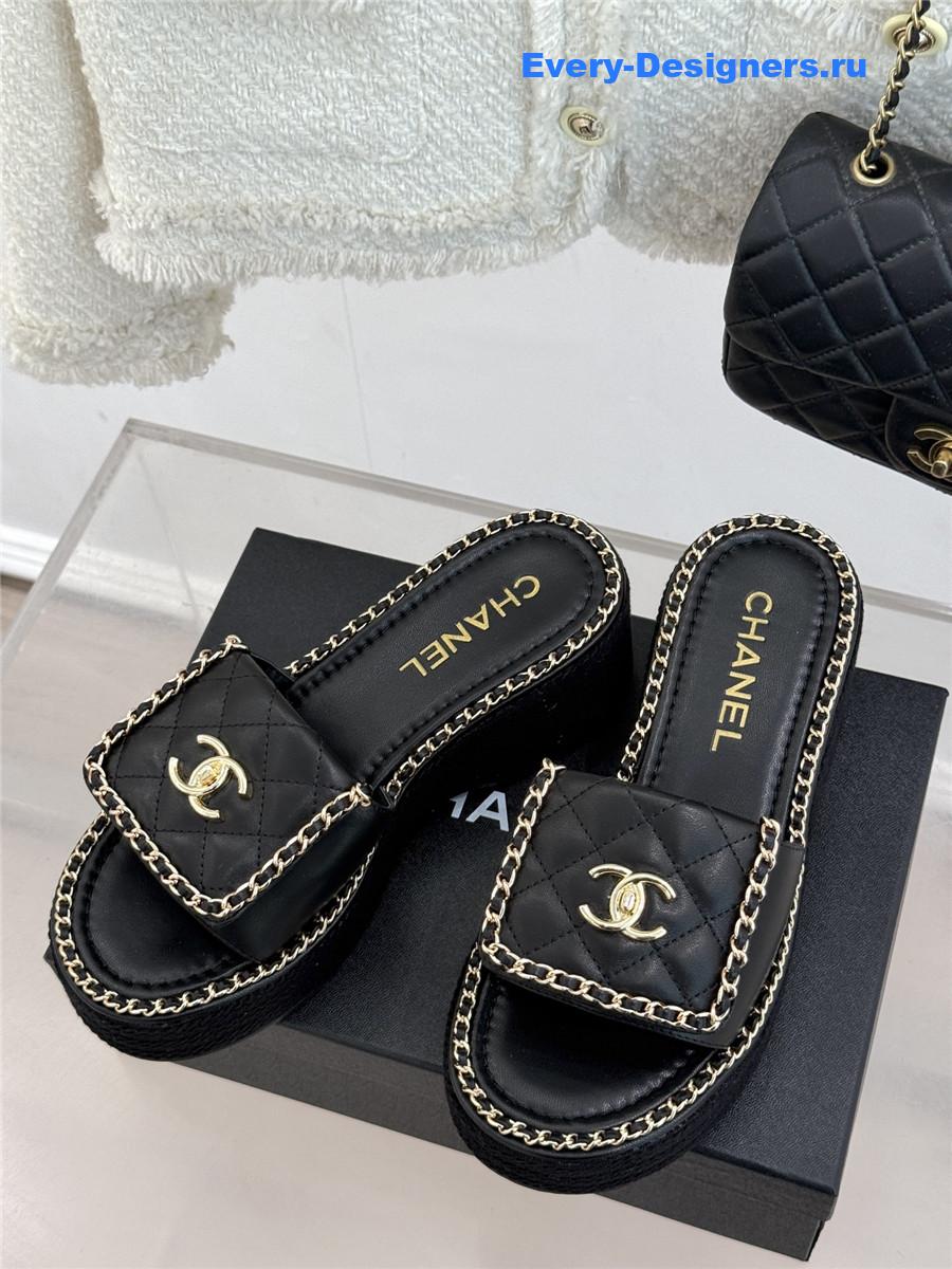 ch**el D1am0nd chain platform slippers
