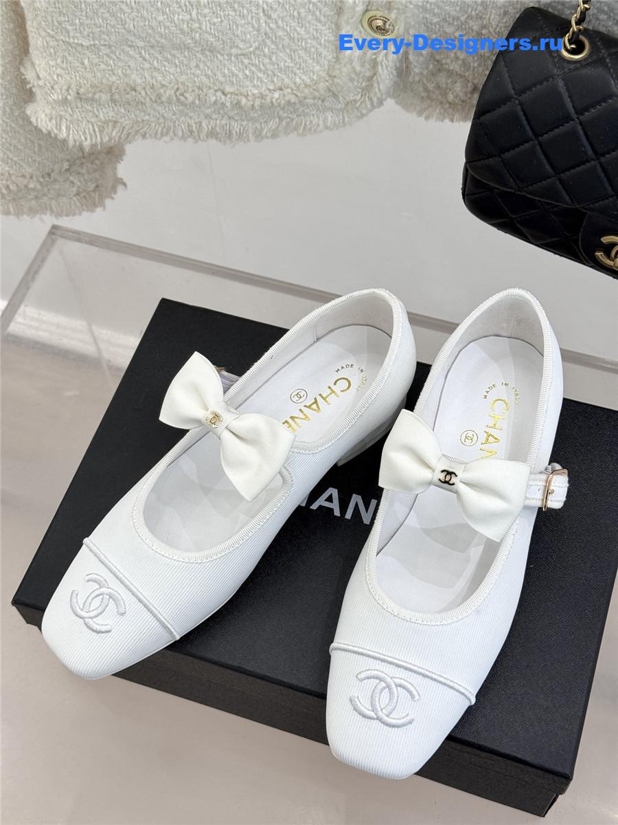 Ch**el white bow mary janes