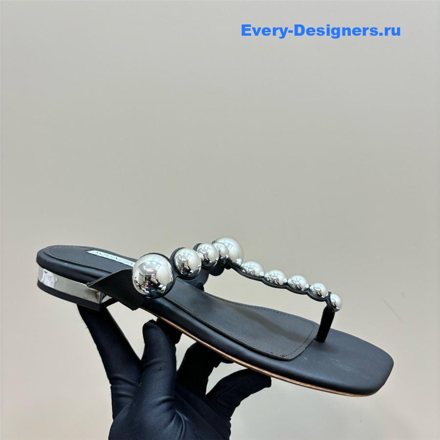Aquazzura Black Flat Flip Flops