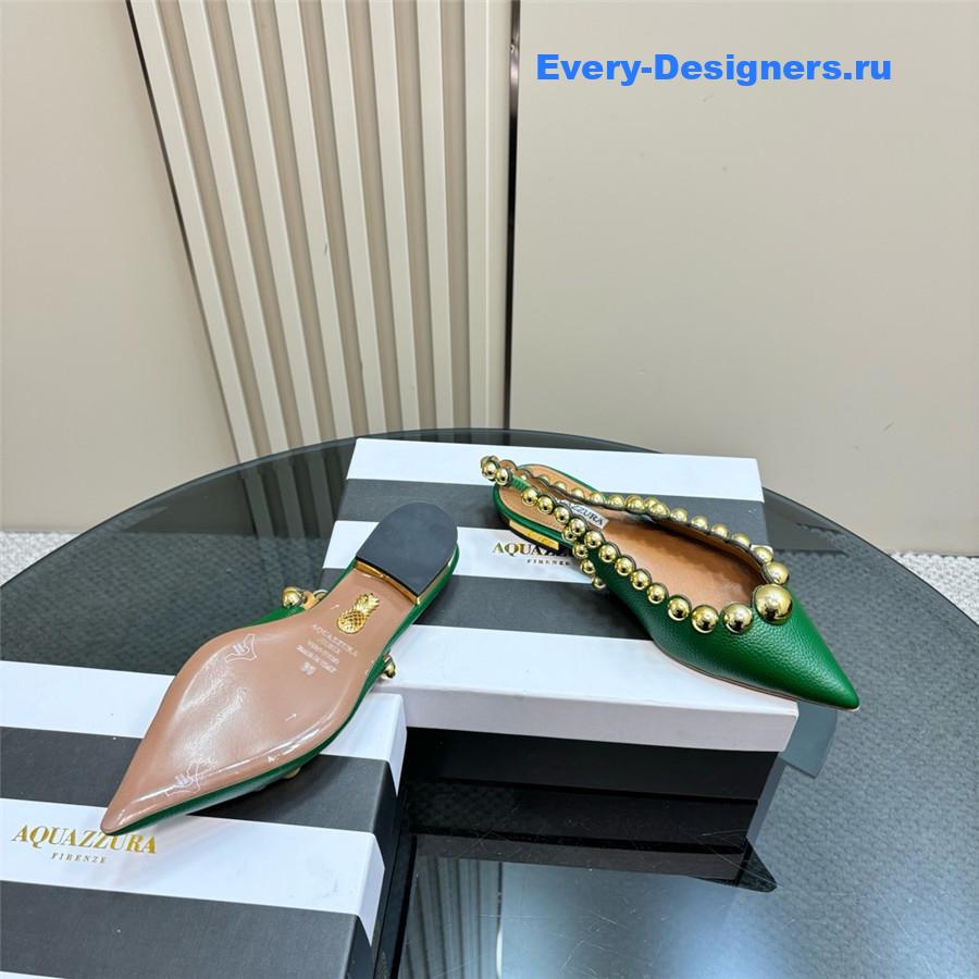 Aquazzura Green Pineapple Flat Sandals