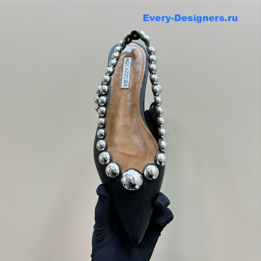 Aquazzura Black Pineapple Flat Sandals