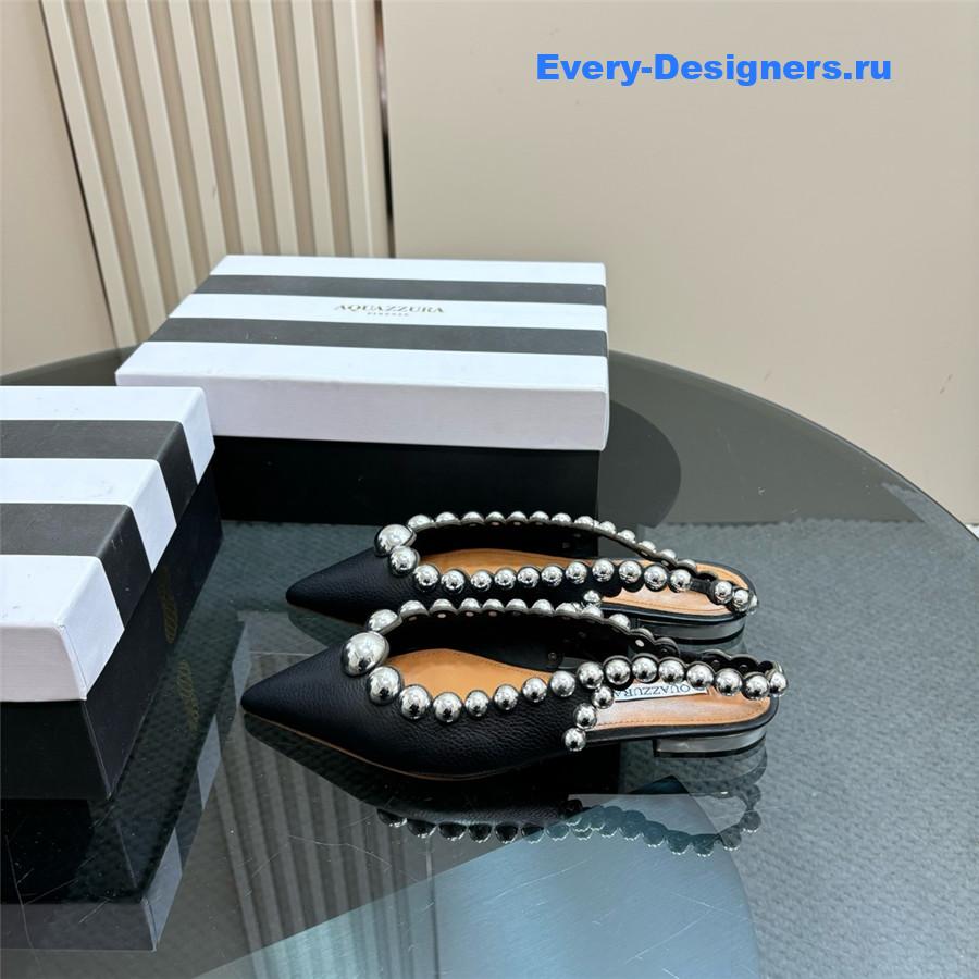 Aquazzura Black Pineapple Flat Sandals