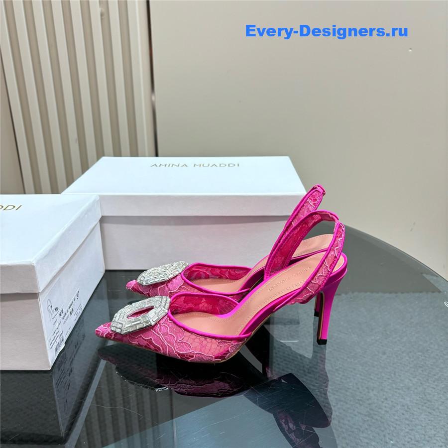 Amina Muaddi Camelia Satin Pumps