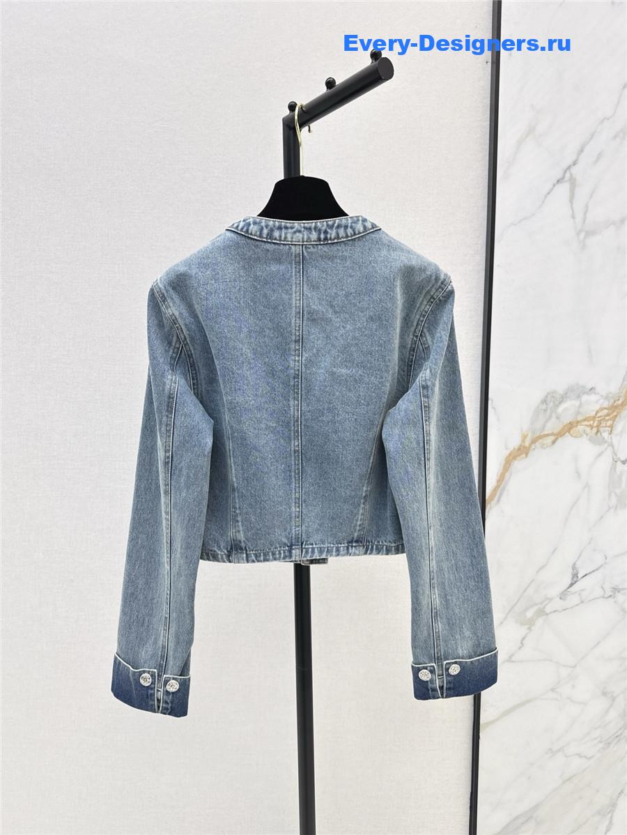 Ch**el blue cropped denim jacket
