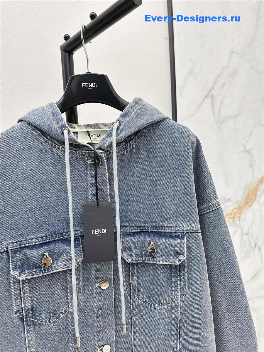 F**di ff light blue denim hooded jacket