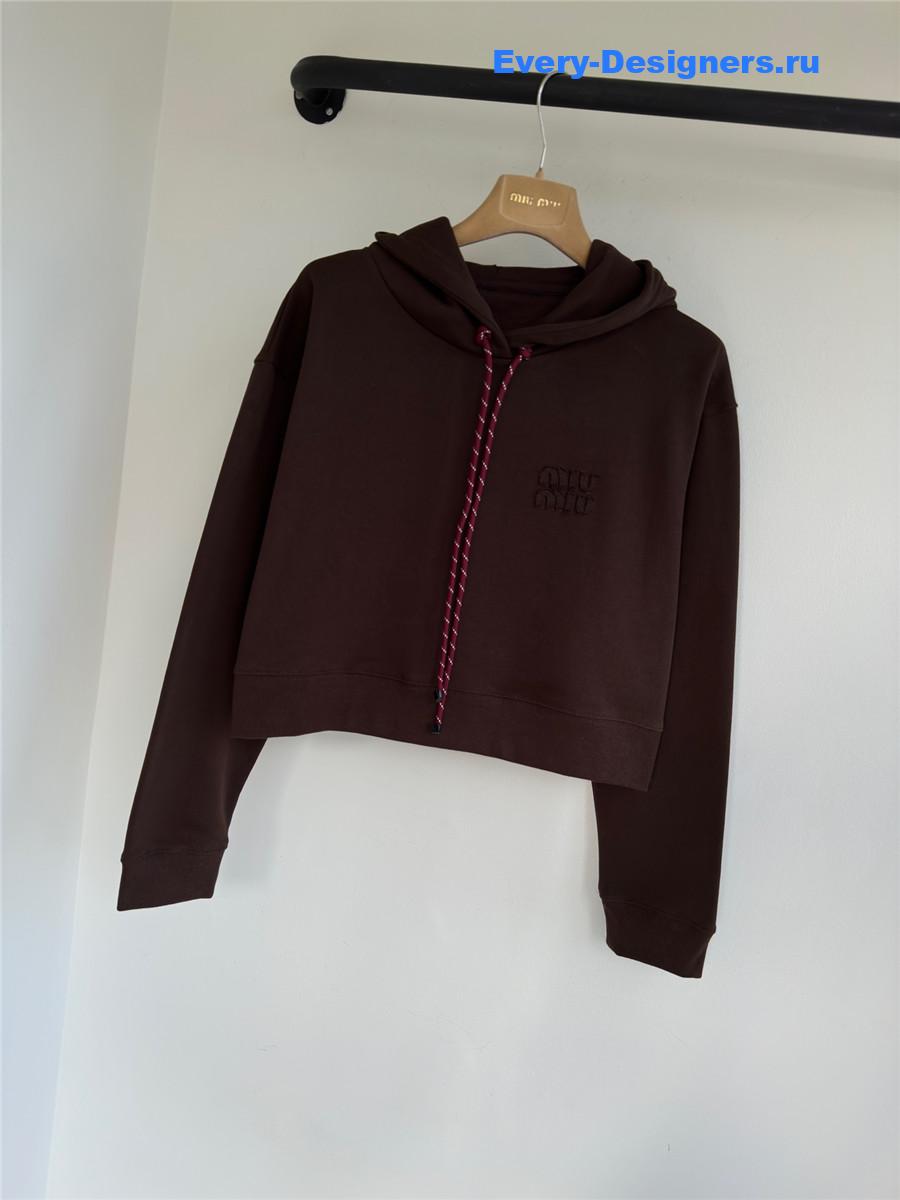 Miu Miu Embroidered Cropped Hoodie