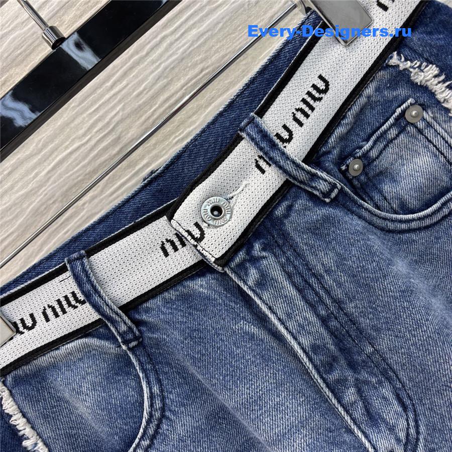Miu Miu Raw Edge Patchwork Tailored Jeans