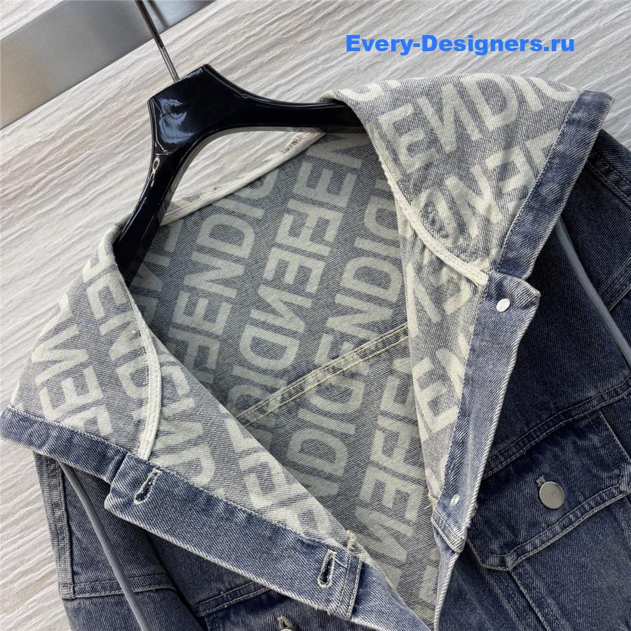 F**di logo print hooded denim jacket