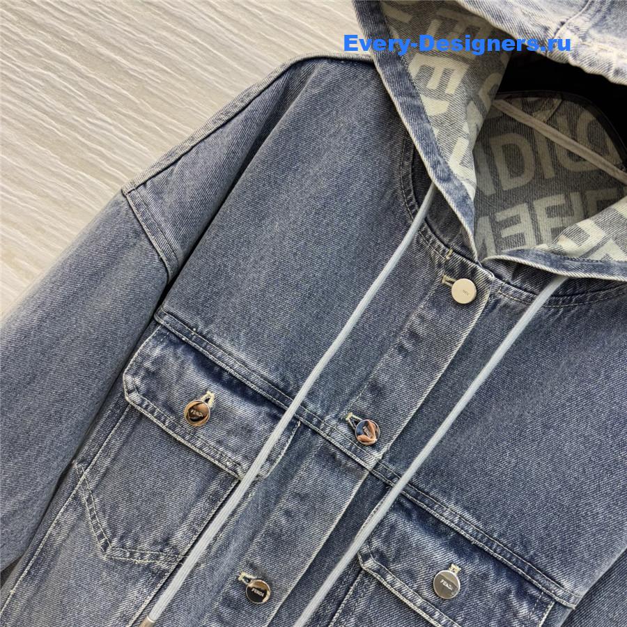 F**di logo print hooded denim jacket