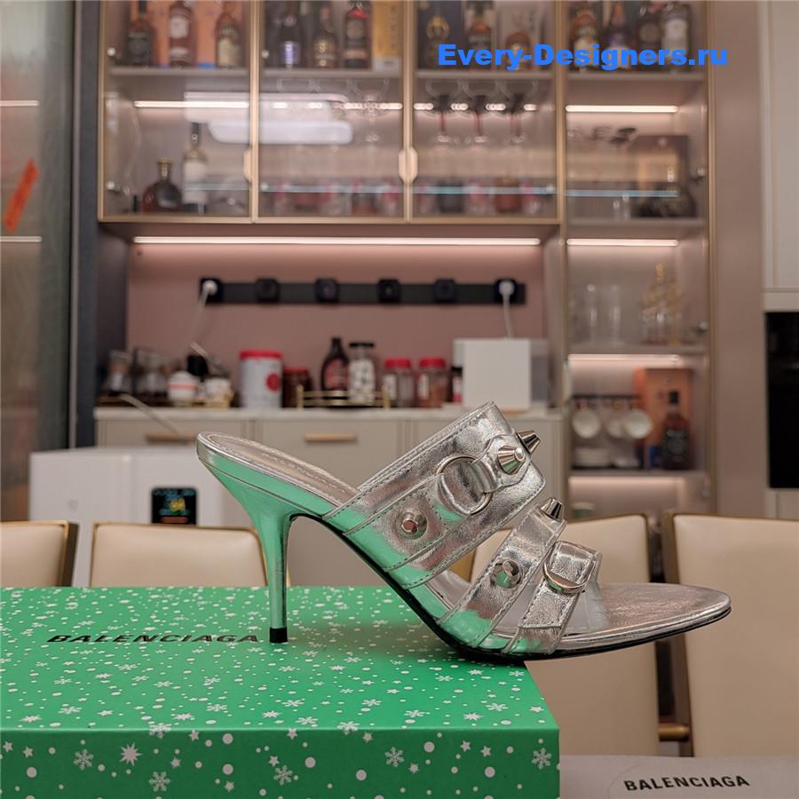 Ba1en*iaga 85mm mule sandals in silver