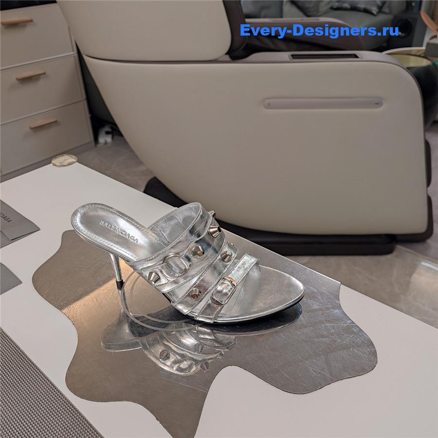 Ba1en*iaga 85mm mule sandals in silver