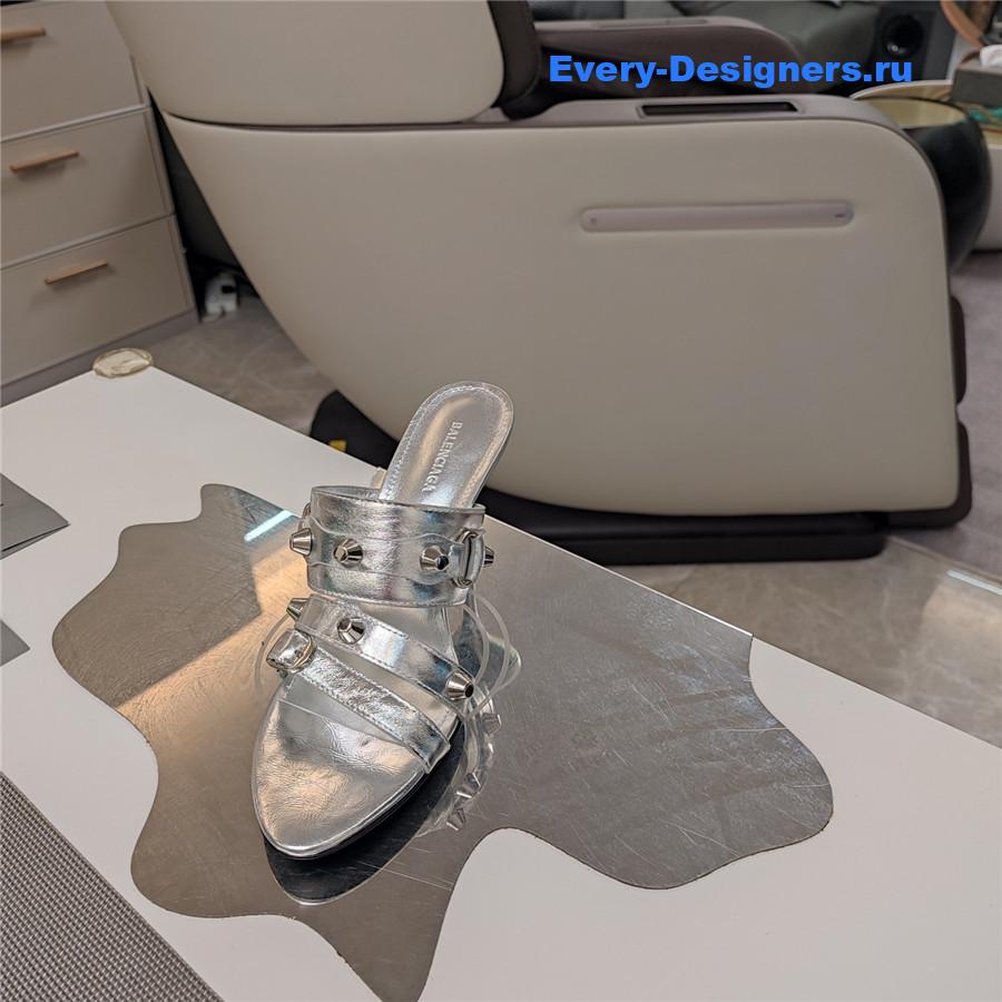 Ba1en*iaga 85mm mule sandals in silver