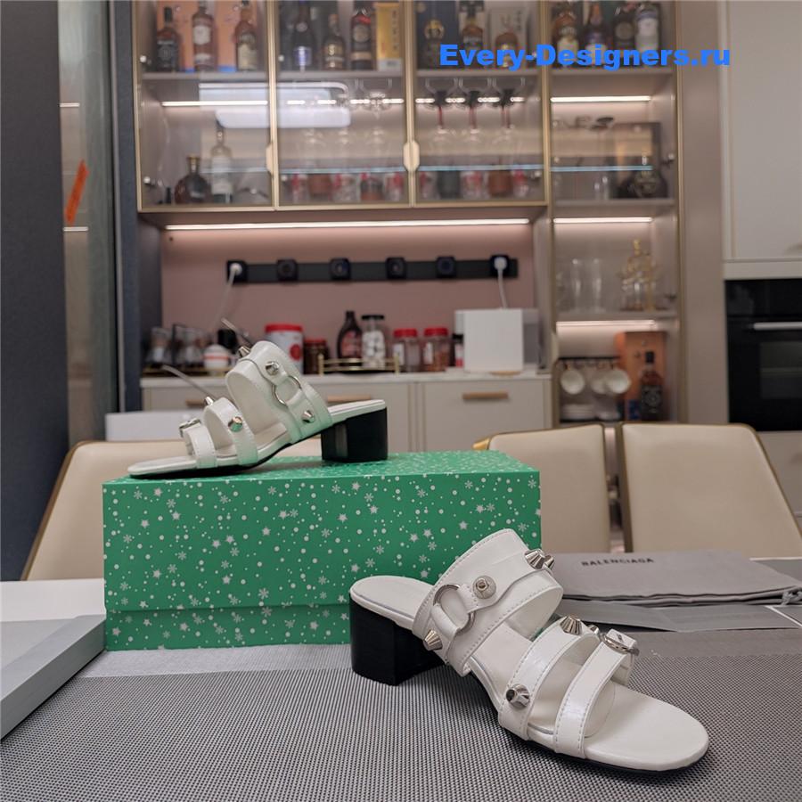 Ba1en*iaga white buckled mule heeled sandals