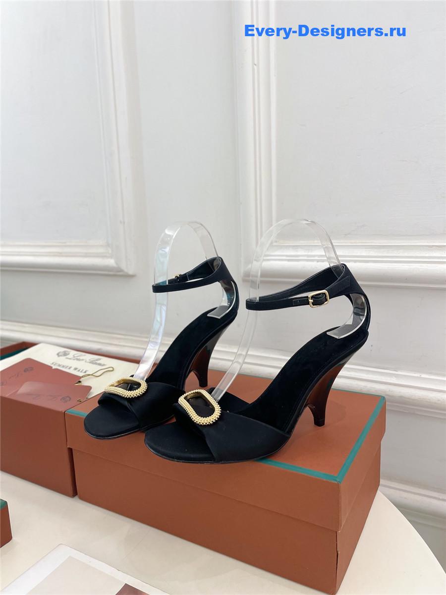 L0r0 P1ana metal buckle high heel sandals black