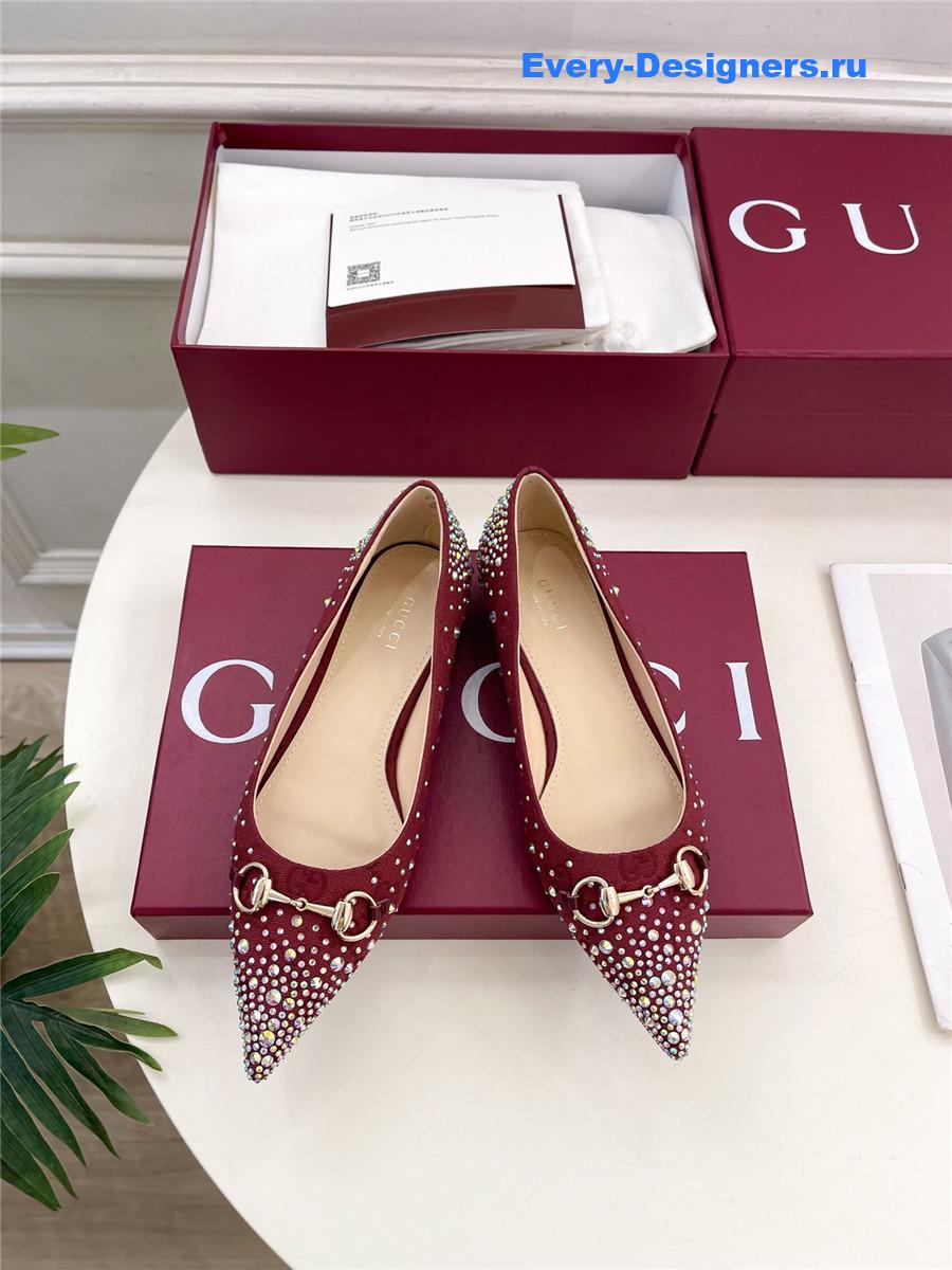 Gvc*1 horsebit pointed rhinestone slingback flats