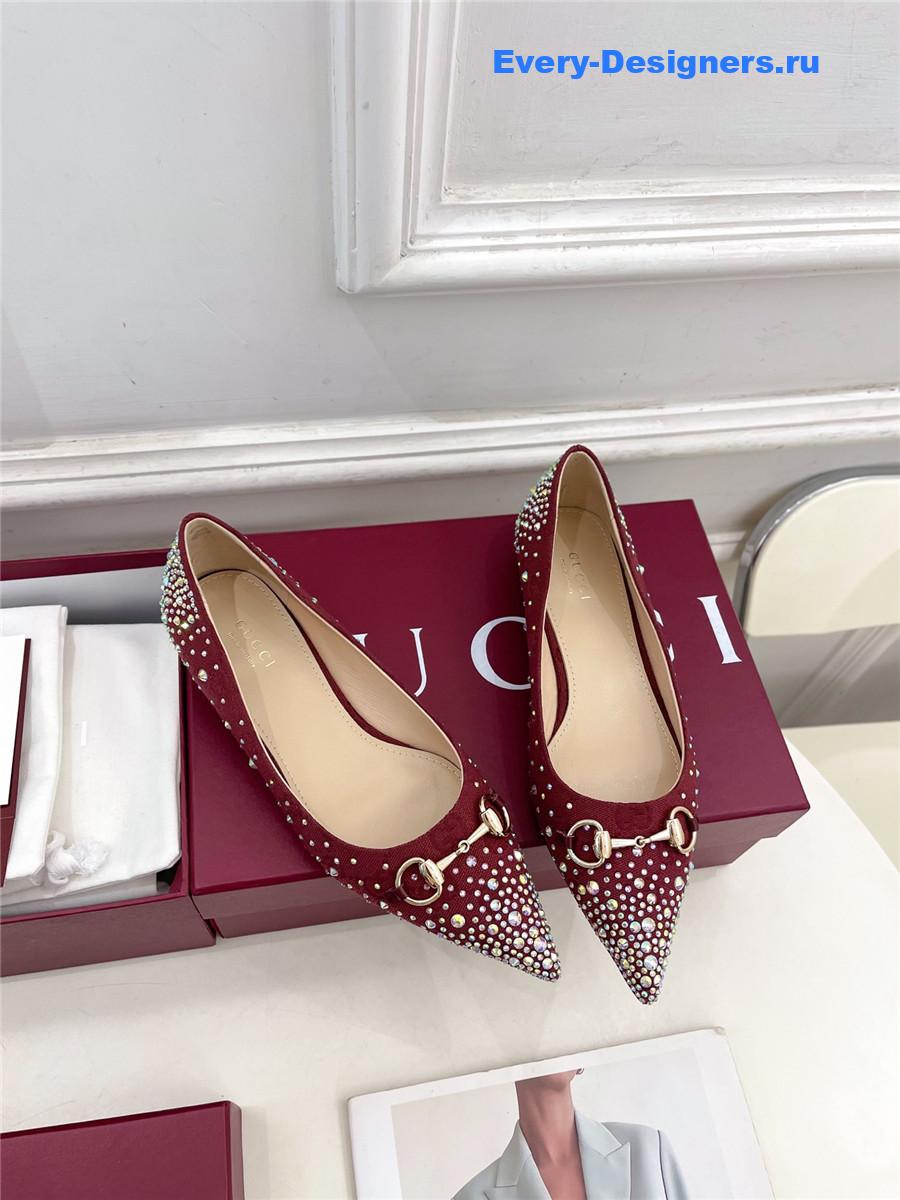 Gvc*1 horsebit pointed rhinestone slingback flats