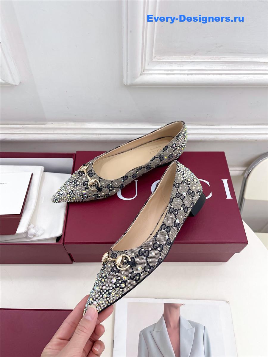 Gvc*1 horsebit gg canvas slingback flats