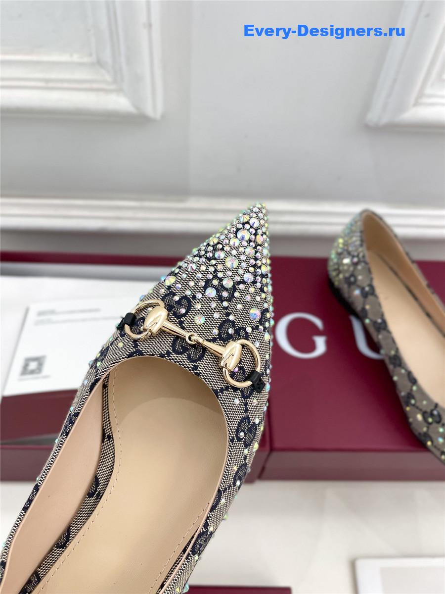 Gvc*1 horsebit gg canvas slingback flats