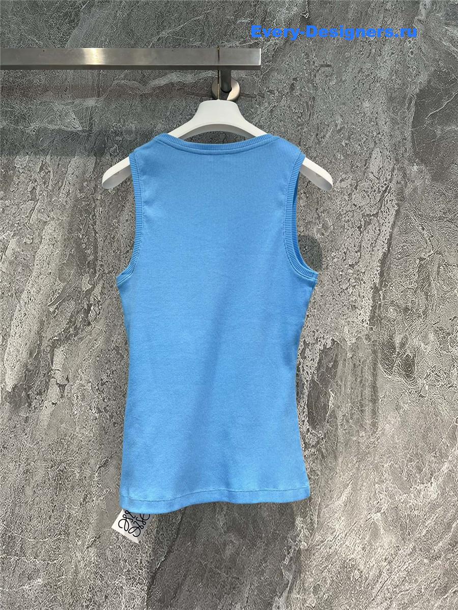 L0ew* embroidered ribbed tank top blue