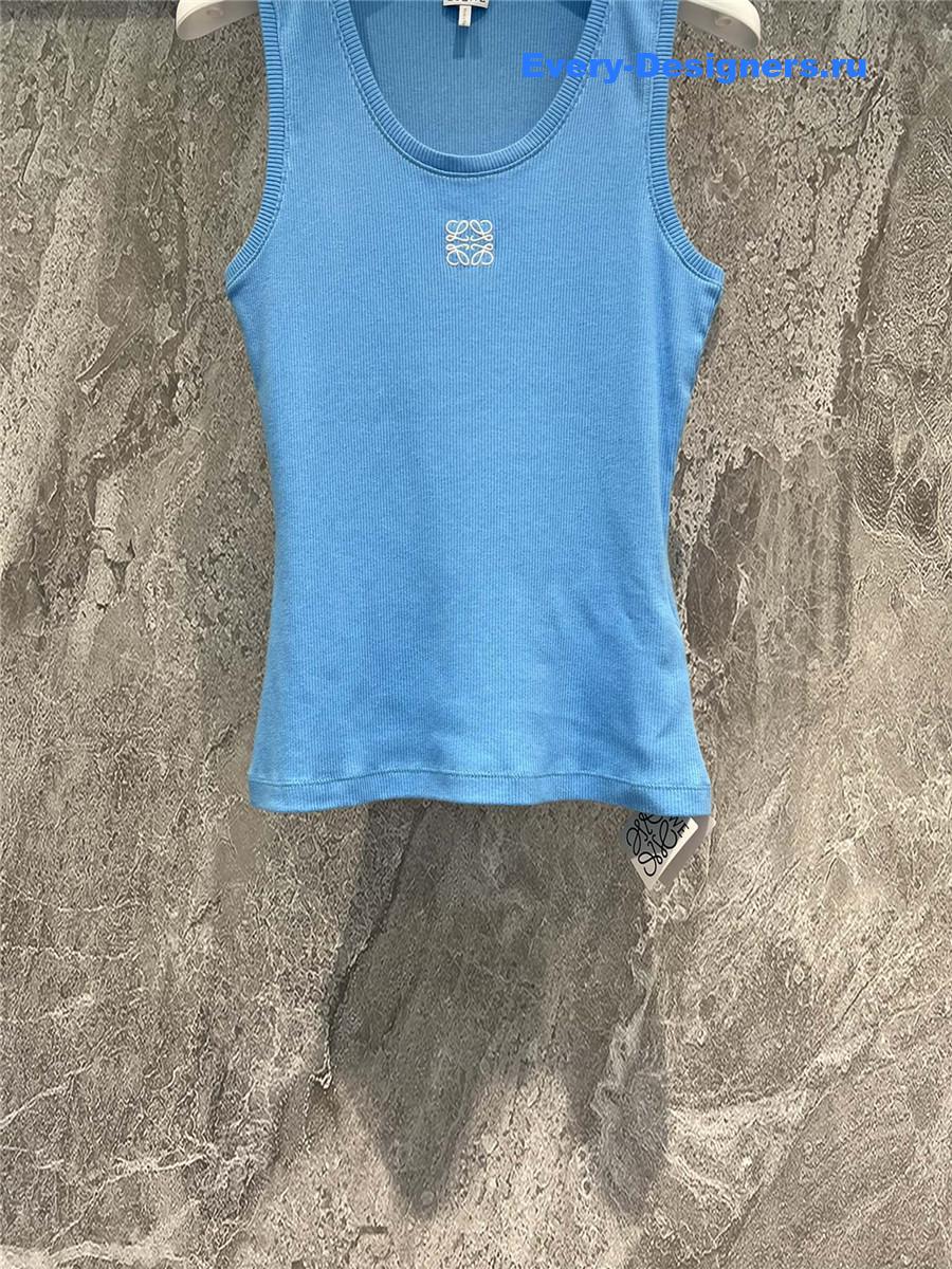 L0ew* embroidered ribbed tank top blue