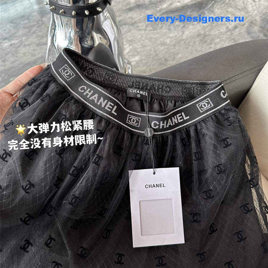 Ch**el black flocked mesh skirt