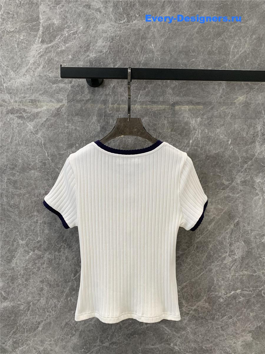 Miu Miu Embroidered Crew Neck Top