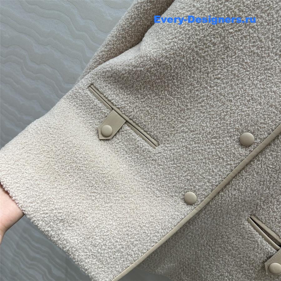 Pra*a woolen sheepskin trim coat