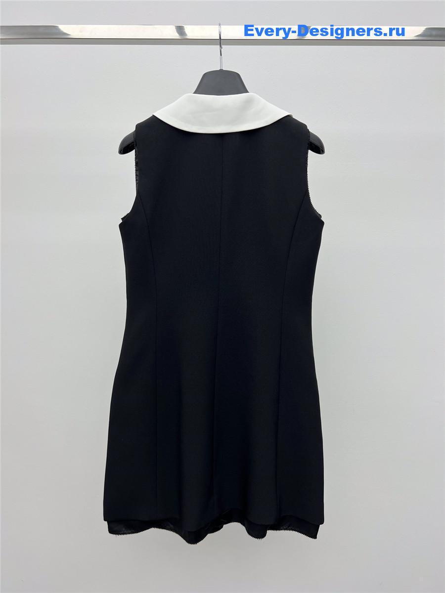 Miu Miu Black Grain De Poudre Wool Mini-Dress