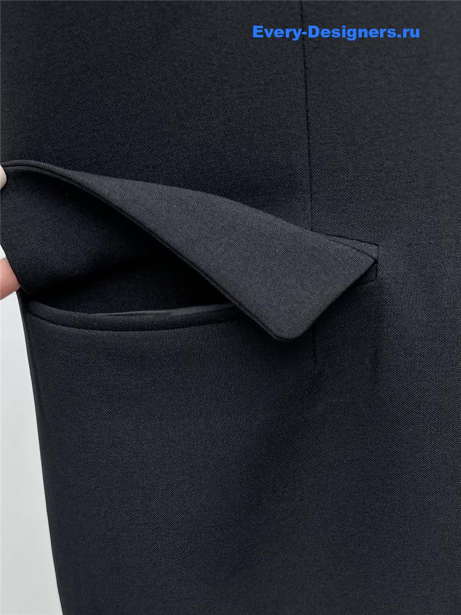 Miu Miu Black Grain De Poudre Wool Mini-Dress