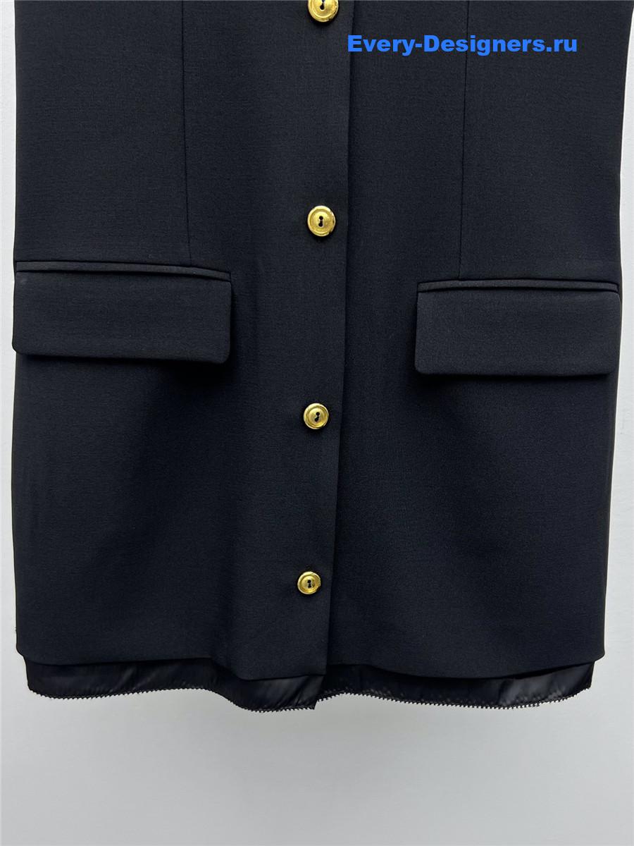 Miu Miu Black Grain De Poudre Wool Mini-Dress
