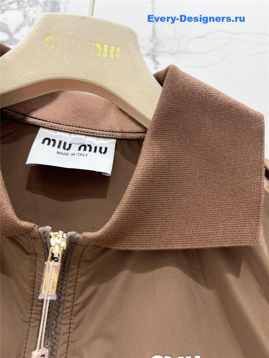 Miu Miu Logo-Print Crop Top Brown