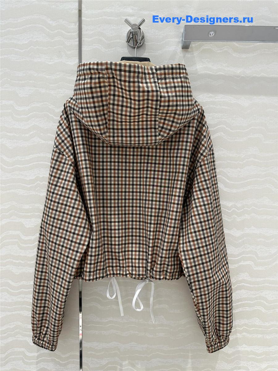 Miu Miu Vichy Pattern Blouson in Brown