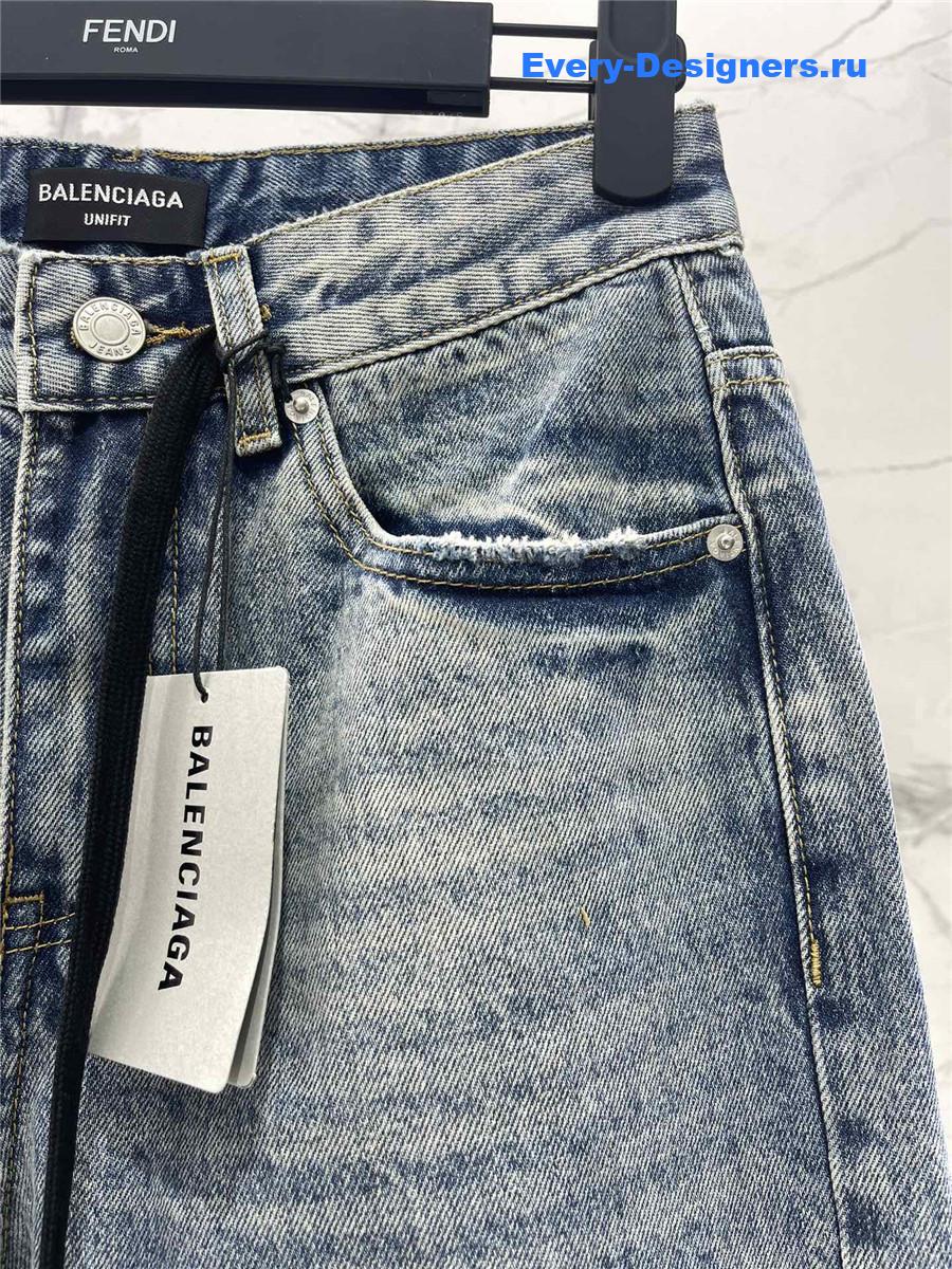 Ba1en*iaga irregular drawstring jeans