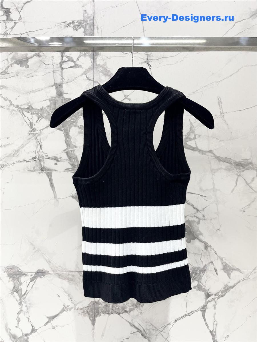 Ch**el black white striped knitted vest