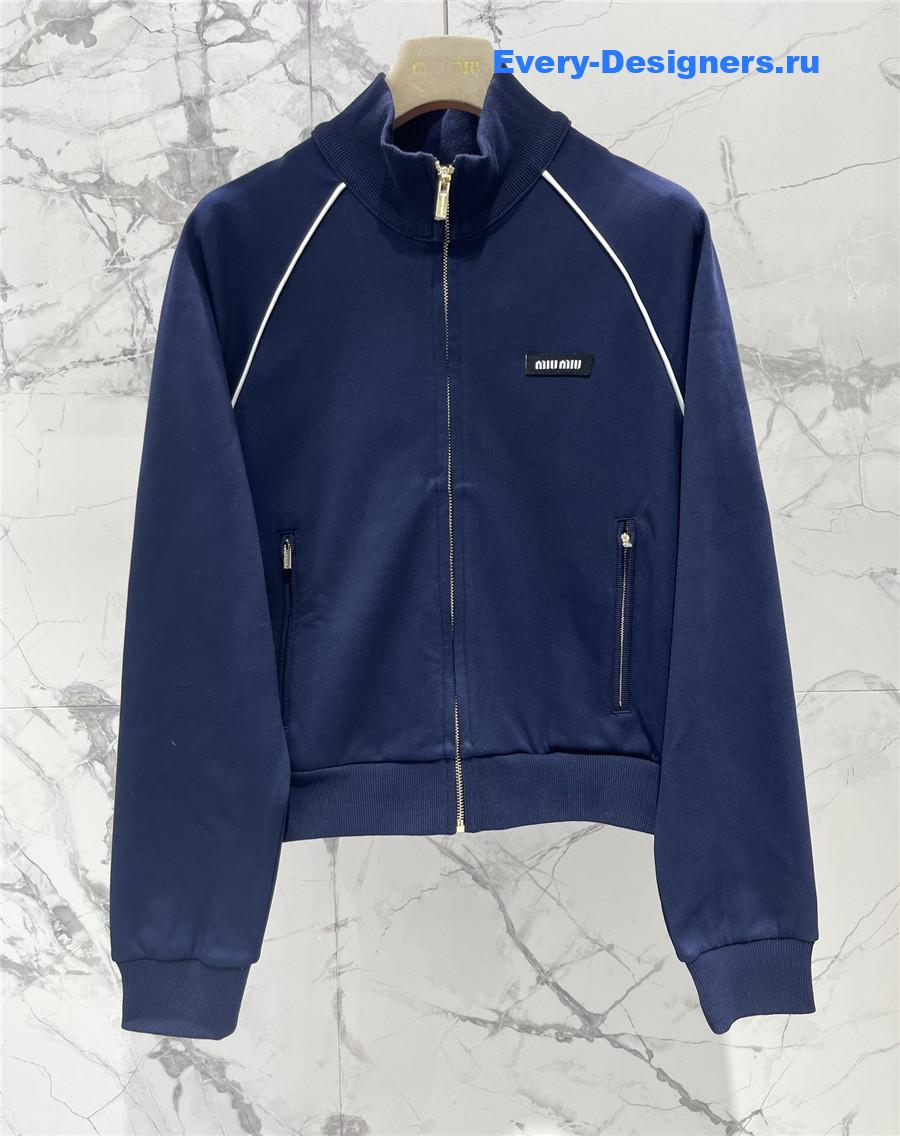 Miu Miu Amaranth Blue Zipper Cardigan