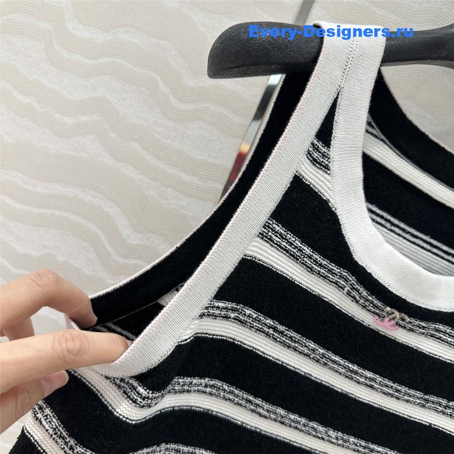Ch**el white black striped knitted vest
