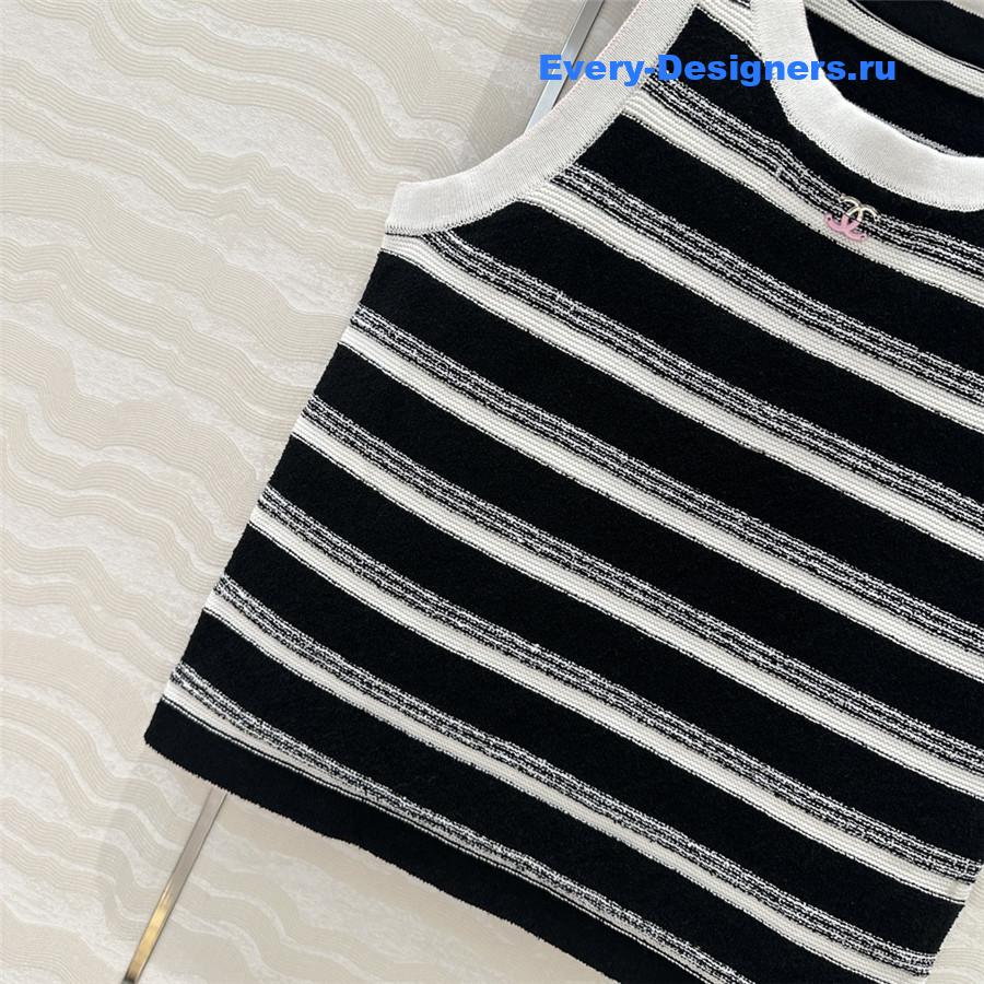 Ch**el white black striped knitted vest