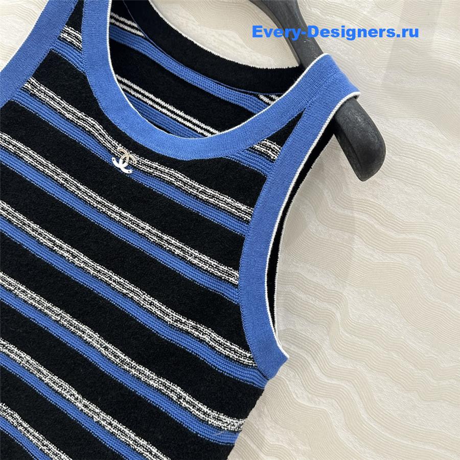 Ch**el blue black striped knitted vest