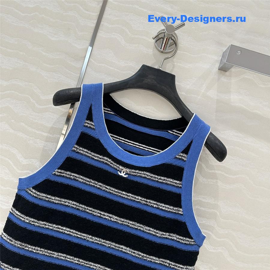 Ch**el blue black striped knitted vest