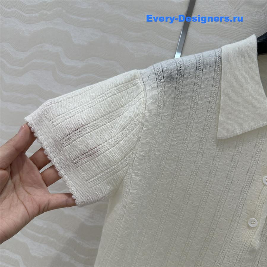 Miu Miu Polo Neck Knit Short Sleeve Sweater